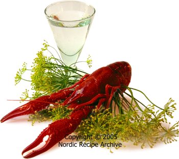 Crayfish with crown dill and schnaps